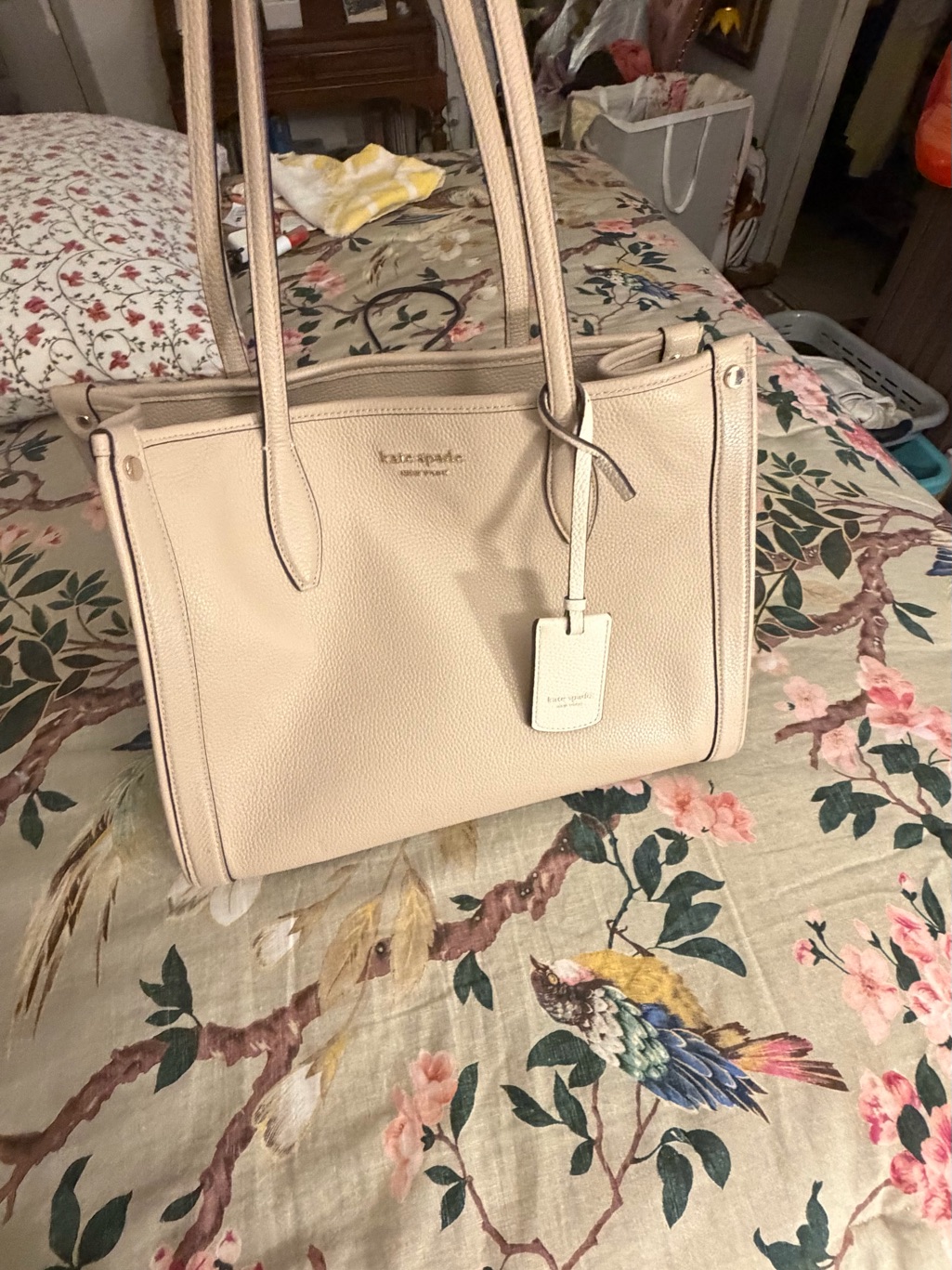 Kate Spade Pebbled Leather Tote In Pale Cream